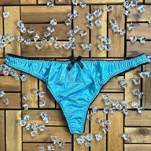 Blue Nylon Scrunch Thong